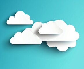 Paper Cut Clouds On Blue Background