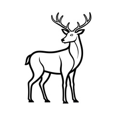 Stag Spirit Forest Creature Line Art Design
