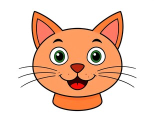 Cute Friendly Cat Face Mascot Illustration &ndash; Adorable Feline Character Art