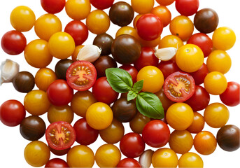 Colorful Cherry Tomatoes Food Photography isolated on white background