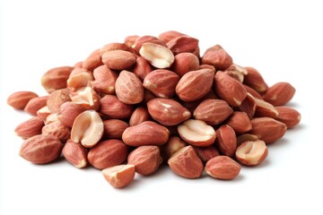 Pile Of Shelled Roasted Peanuts On White Background