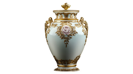 Fototapeta premium Exquisite Details Pastel Ceramic Porcelain Vase – Elegant and Timeless Design,isolated on a white or transparent background.
