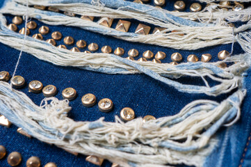Detail of denim clothing, close-up