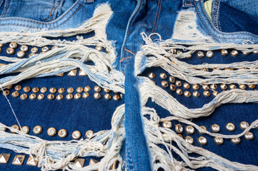 Detail of denim clothing, close-up
