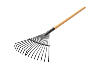 Leaf Rake Gardening Tool for Yard Work and Autumn Cleanup isolated on white background