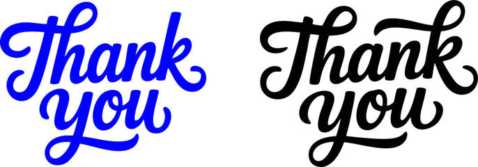 2 set of black and white thank you text