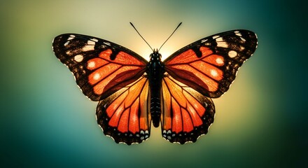 Obraz premium Majestic Orange Butterfly Wings in Backlit Sunlight Nature Photography
