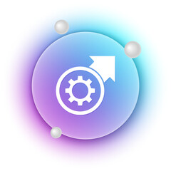 White Gear and arrows as workflow process concept icon isolated on white background. Gear reload sign. Blue and purple gradient circle background. Vector