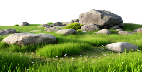 sheep in the grass isolated on white background. Transparent PNG file type available .