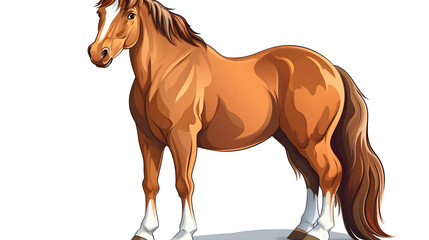 Fototapeta premium Adorable Horse Cartoon Sitting Vector Illustration for Children's Book Cover Design