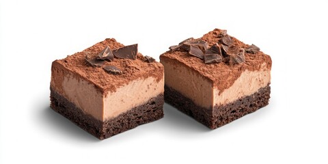 Two Chocolate Dessert Squares Isolated On White