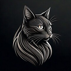 Ferrofluid-Inspired Cat Head Mascot Logo – Abstract Vector Design on Dark Background
