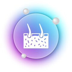 White Hair covering skin icon isolated on white background. Hair follicle. Blue and purple gradient circle background. Vector