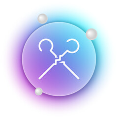 White BBQ skewers icon isolated on white background. Meat kebab on skewer stick. Picnic with grilled meat. Blue and purple gradient circle background. Vector