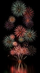 Fototapeta premium Night Bloom: Fireworks Symphony in Vivid Hues AI Generated