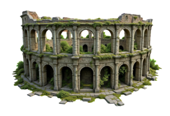 Ancient Ruins, Isolated Transparent Background, Roman Architecture Design Element