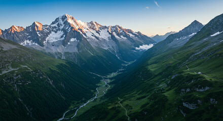 Fototapeta premium Mountain Adventure: Scenic View with Snow-Capped Peaks