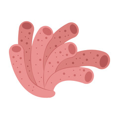 Cartoon-style underwater plants, corals, sponges, and sea life shapes