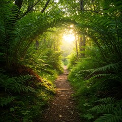 Fototapeta premium Golden Hour Path AI Generated