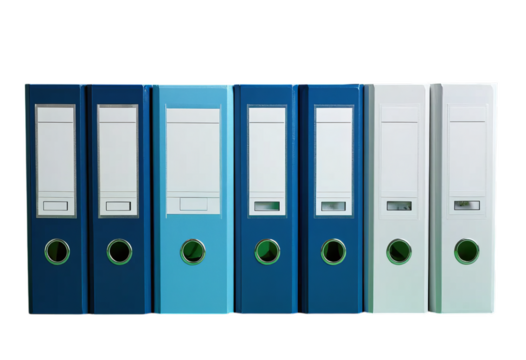 Blue Binders, Isolated Transparent Background, Minimalist Design Element