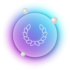 White Laurel wreath icon isolated on white background. Triumph symbol. Blue and purple gradient circle background. Vector