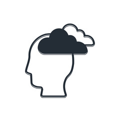 Black Man having headache, migraine icon isolated on white background. Vector