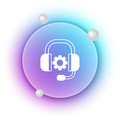 Fototapeta premium White Headphones icon isolated on white background. Support customer service, hotline, call center, faq, maintenance. Blue and purple gradient circle background. Vector