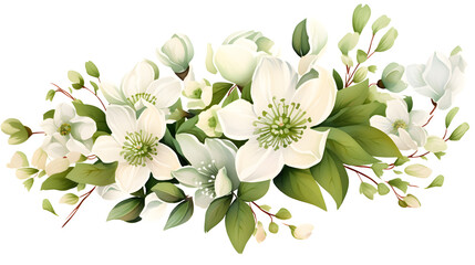 Fototapeta premium Exquisite Watercolor Bouquet of Hellebore Flowers for Elegant Designs