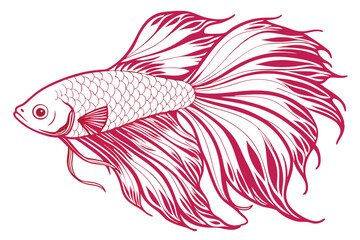 Fototapeta premium 54 beautiful betta fish, intricate flowing fins, vibrant pink and white colors, detailed scales, photorealistic, high definition, 8k