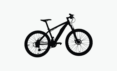 Naklejka premium mountain bike silhouette, rugged cycle frame, thick tire outline, gear detail bicycle, black white bike, offroad bike shape, sporty bike design
