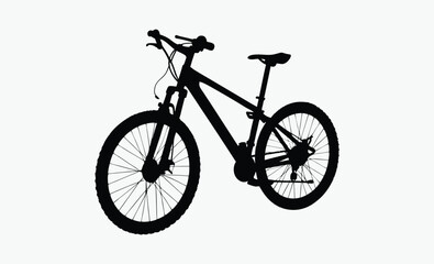 mountain bike silhouette, rugged cycle frame, thick tire outline, gear detail bicycle, black white bike, offroad bike shape, sporty bike design