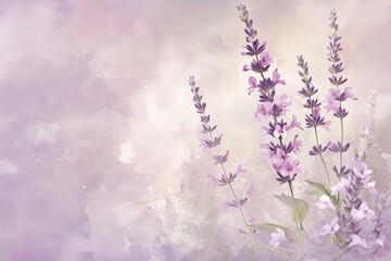 Obraz premium Delicate lavender blossoms against a soft, pastel sky.