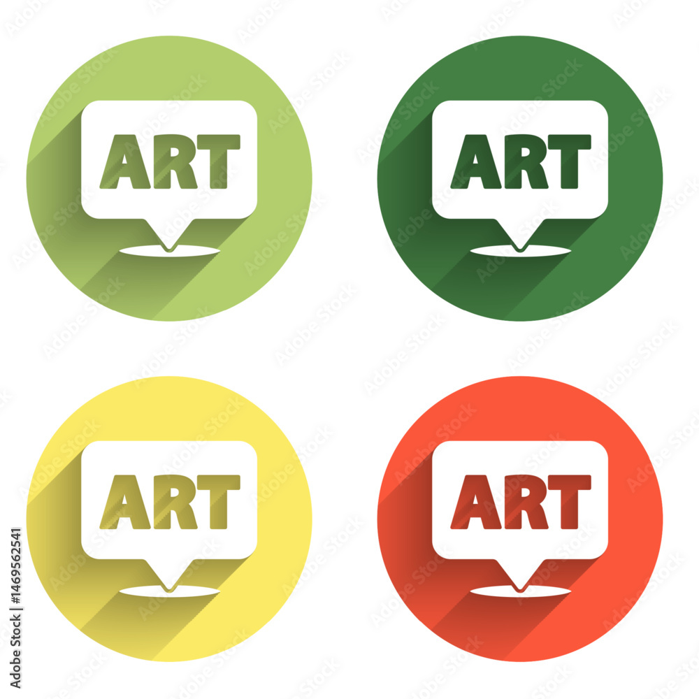 Poster set speech bubble with text art icon isolated with long shadow background. message icon. communicati