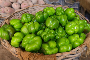green peppers in a basket