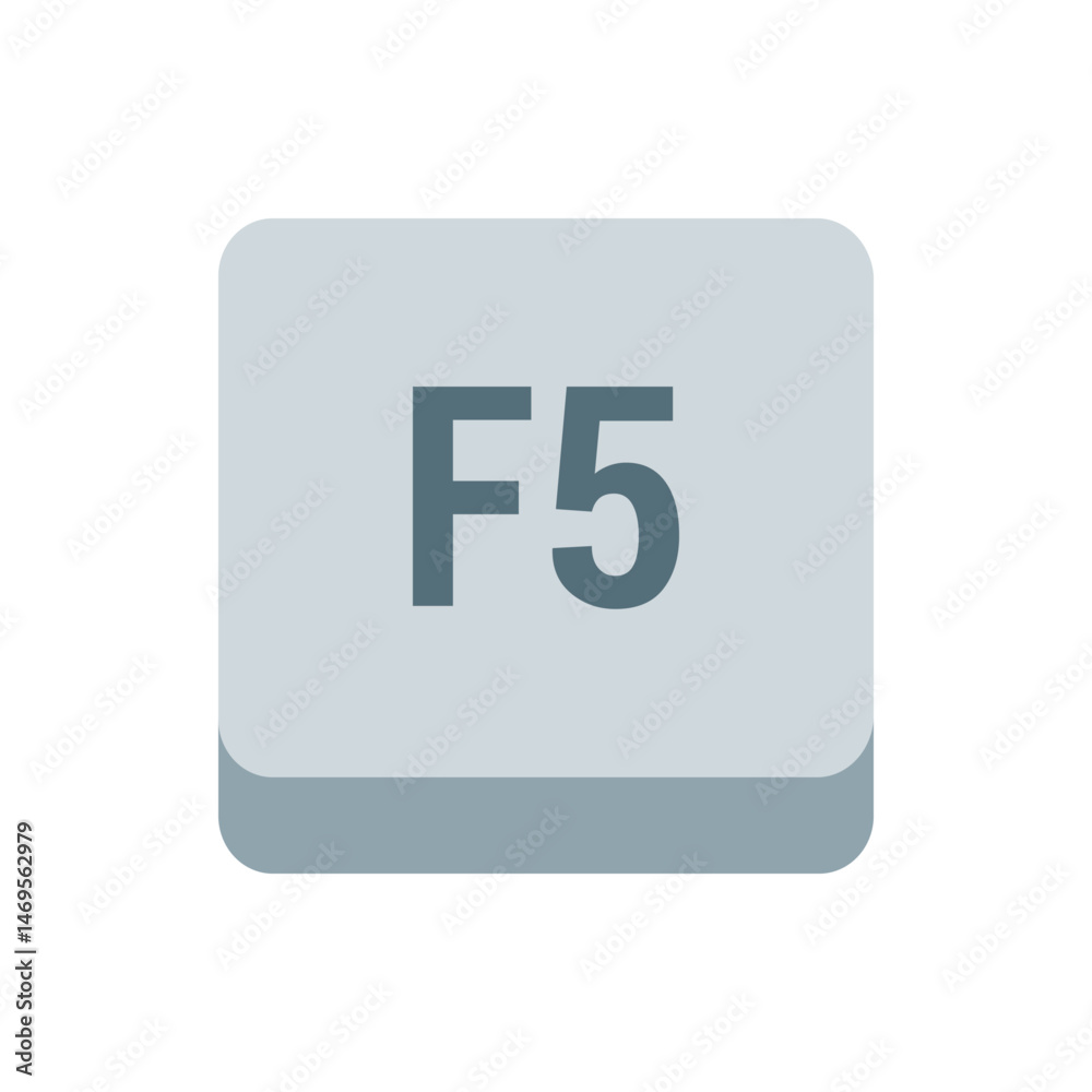 Poster illustration of a light gray rounded square button with the text f five in a darker gray color on it
