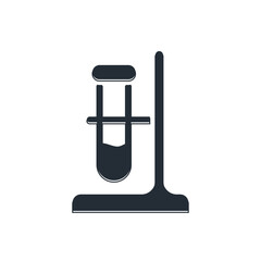 Black Glass test tube flask on stand icon isolated on white background. Laboratory equipment. Vector