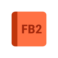 A square with rounded corners in shades of orange displaying the text fb2 in a darker shade of orange color