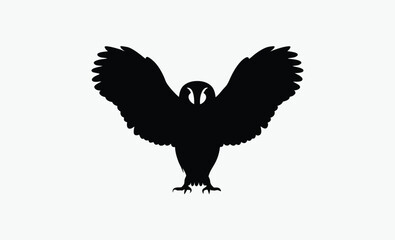 owl sitting silhouette, black owl shape, wildlife bird outline, calm owl figure, forest owl graphic, simple owl icon, minimal owl design, elegant bird silhouette