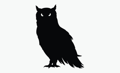 Obraz premium owl sitting silhouette, black owl shape, wildlife bird outline, calm owl figure, forest owl graphic, simple owl icon, minimal owl design, elegant bird silhouette