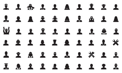 Silhouette Icons of Diverse Professions and Occupations – Vector Set of Workers and Job Roles