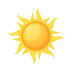 Sun icon in flat style. Sunrise vector illustration on isolated background. Sunset sign business concept.