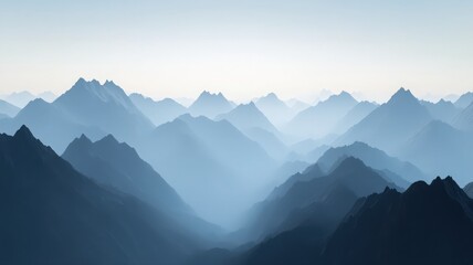 Fototapeta premium Misty Blue Mountain Range Panorama