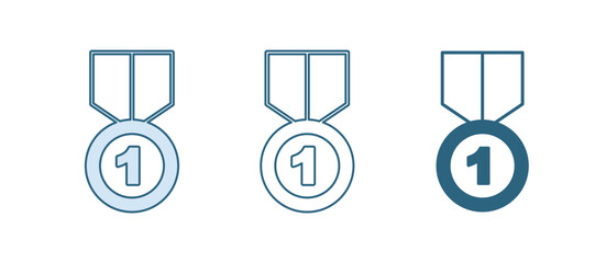 Blue Gold medal icon isolated on white background. Winner symbol. Vector