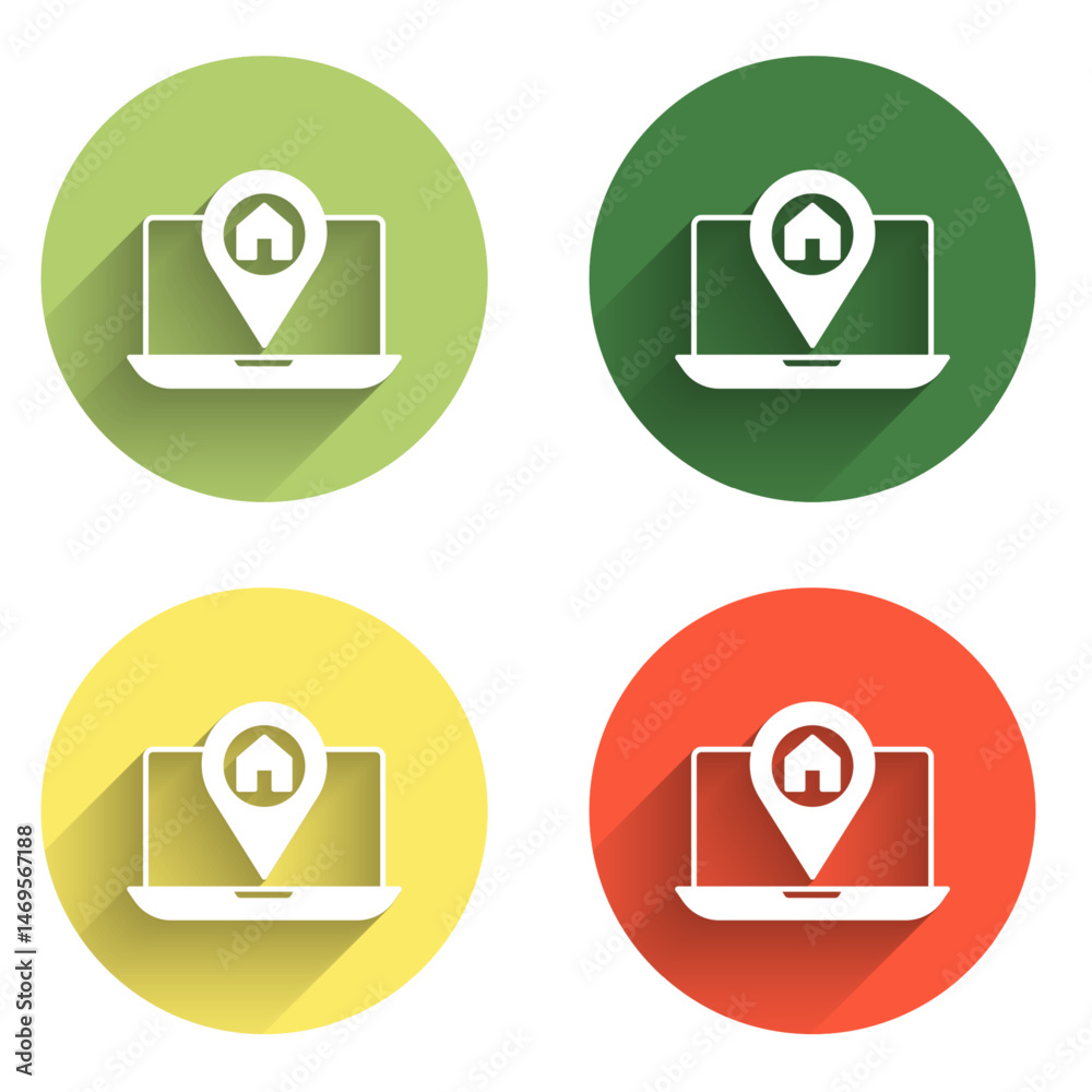 Poster set infographic of city map navigation icon isolated with long shadow background. laptop app interfa