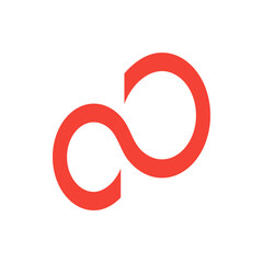 Illustration of a red infinity symbol on a white background representing endless possibilities and connection