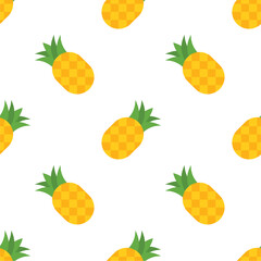 Pineapple seamless pattern, tropical ripe fruit.