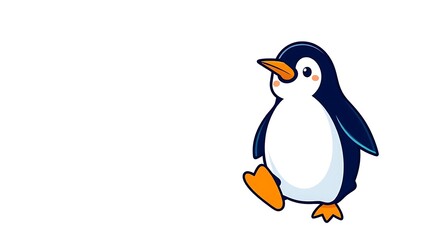 Obraz premium Charming penguin pop art logo, vector format, modern flat design. Electric vivid color palette on a clean background. Simple two-dimensional shapes