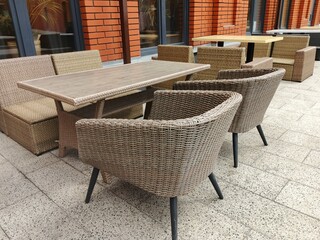 tables and chairs in a restaurant
