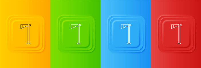 White Native american tomahawk axe icon isolated on colorful background. Set icons in square buttons. Vector