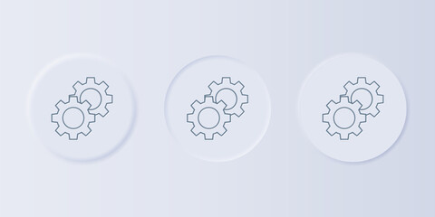 Grey Gear icon isolated on grey background. Cogwheel gear settings sign. Cog symbol. Set icons in square buttons. Vector